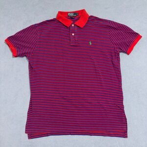 Polo Ralph Lauren Polo Shirt Short Sleeve Striped Red Blue Mens Size Large